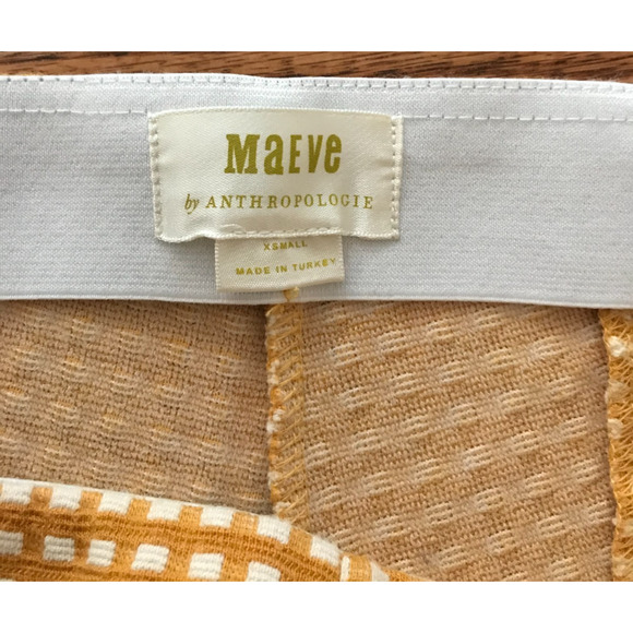 Anthropologie Maeve Mollie Flare Yellow/White Gingham Pants - Size Extra Small - Picture 3 of 11